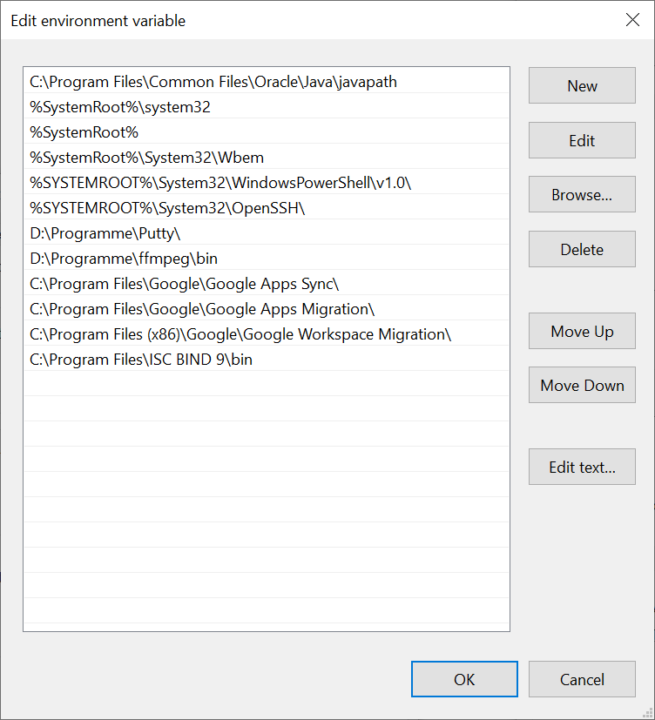 Edit System Variable BIND