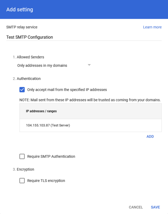 Google Workspace SMTP Configuration