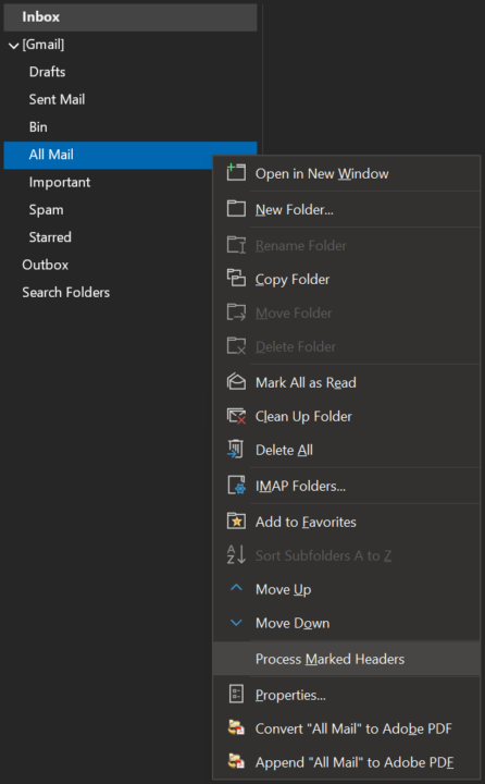 Process Marked Headers Outlook